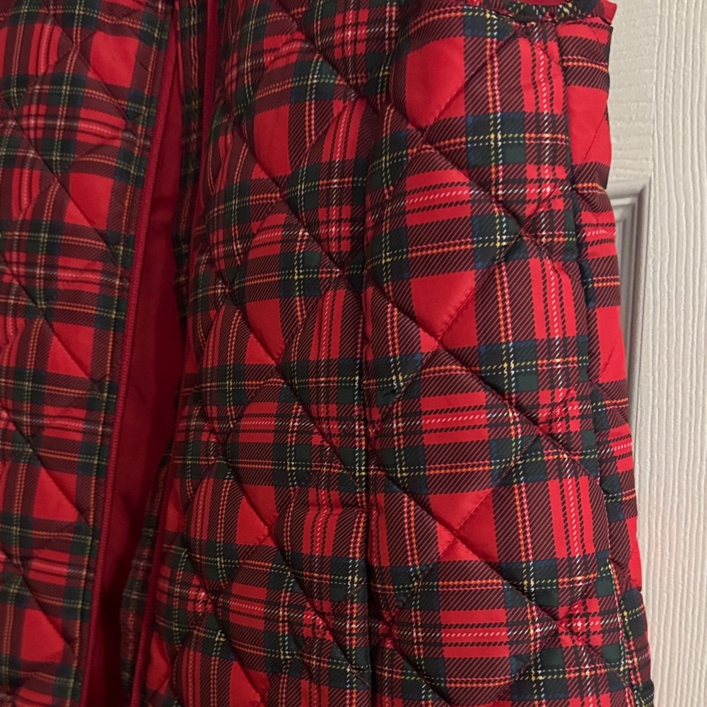 Lands' End Red Tartan Quilted Vest - Picture 3 of 8